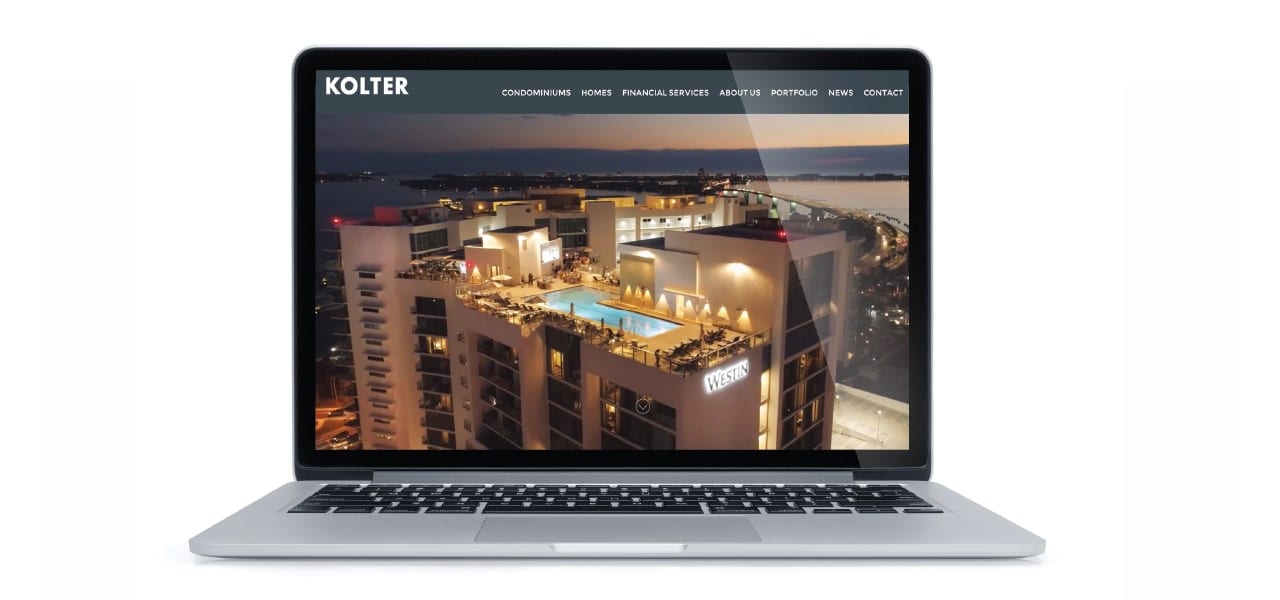 Kolter's New Website Displayed on a Mac Laptop